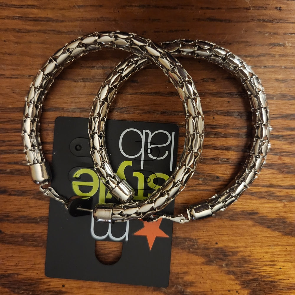 Mstylelab Silver Hoop Earrings